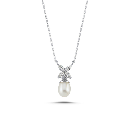 Gerçek İnci Küçük Markiz Roza Kadın Gümüş Kolye - 1