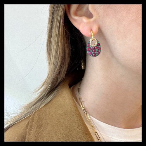 Gerçek Yakut Spring Tasarım Gümüş Küpe - 2