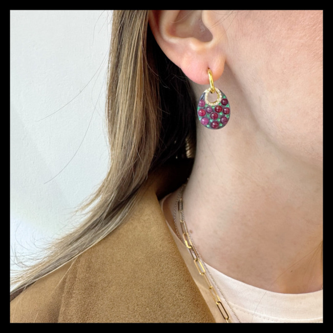 Gerçek Yakut Spring Tasarım Gümüş Küpe - 2