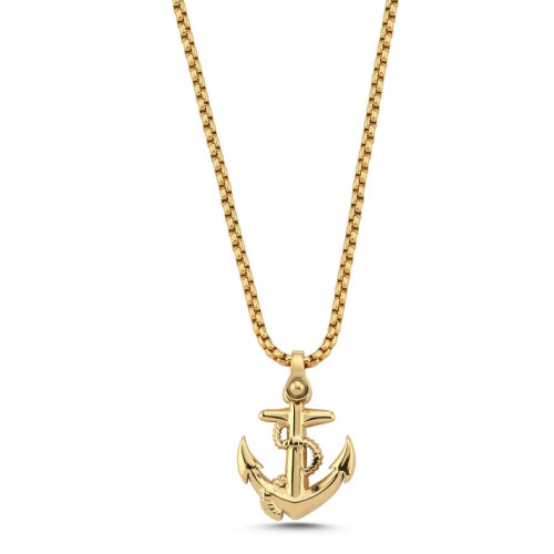 Gold Çapa Çelik Erkek Kolye - CNG Jewels