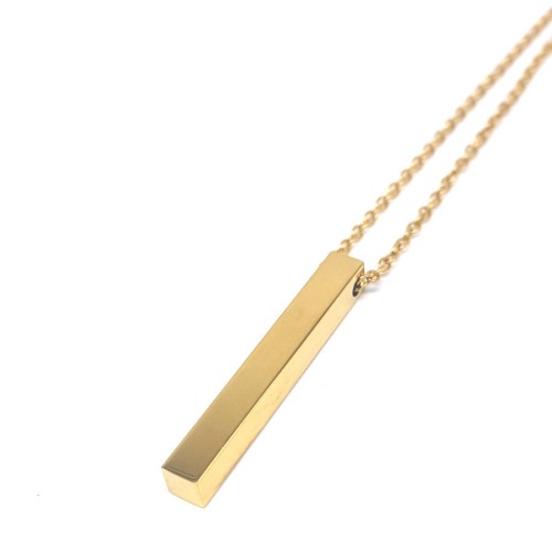 CNG Jewels - Gold Parlak Düz Çubuk Plaka Çelik Erkek Kolye