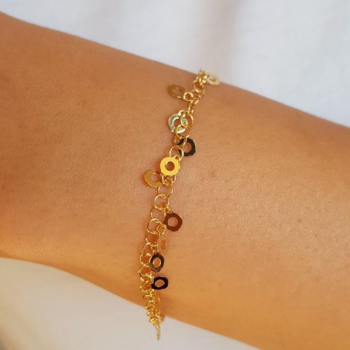 Gold Pul Charm Kadın Gümüş Bileklik - 2