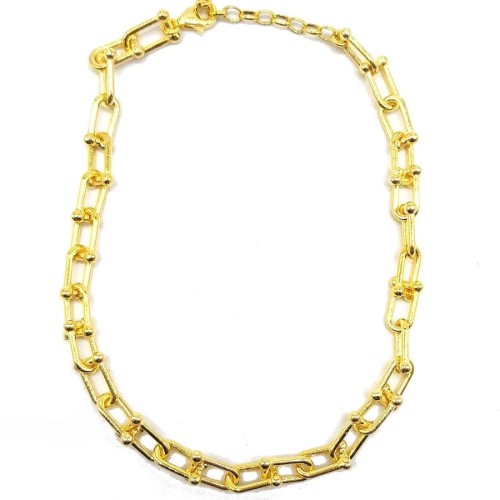 CNG Jewels - Gold Rengi Kalın Halkalı Zincir Gümüş Halhal