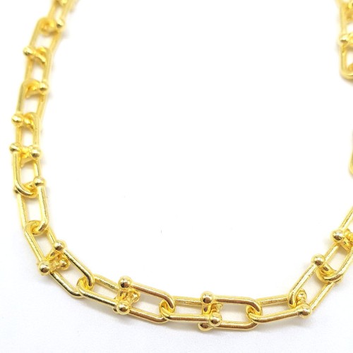 Gold Color Thick Link Chain Silver Anklet - CNG Jewels (1)