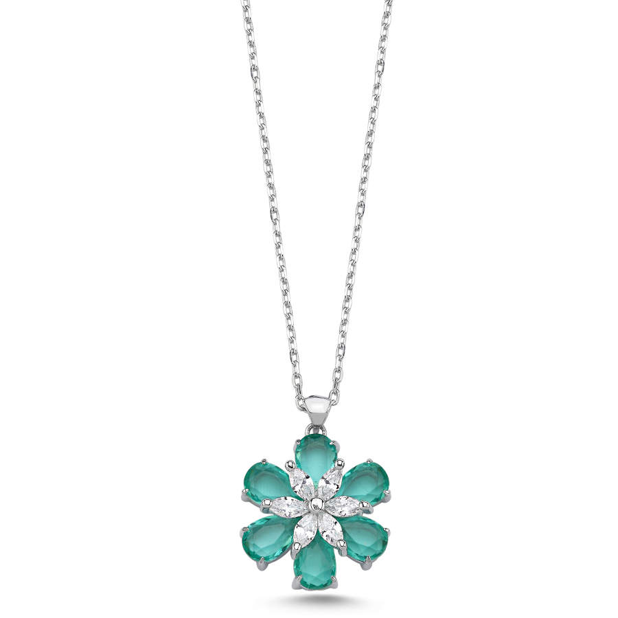 Green Daisy Women's Silver Necklace - CNG Jewels