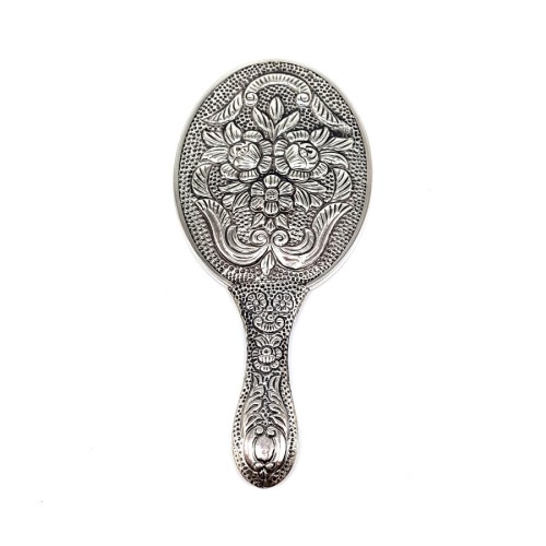 Rose Patterned Silver Hand Mirror No. 1 - CNG Jewels (1)