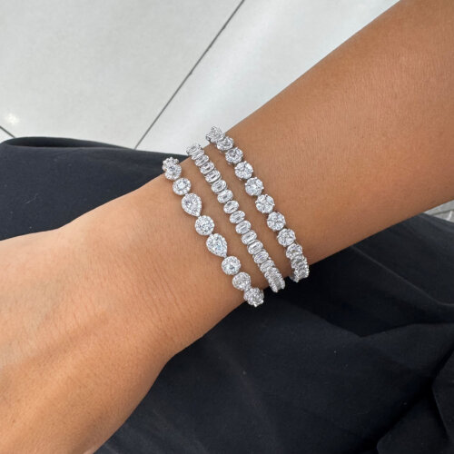 Gümüş Baget Taşlı Oval Su Yolu Bileklik - CNG Jewels (1)