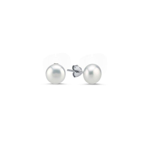 Gümüş Minimal Yuvarlak İnci Küpe - 1