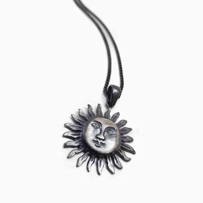 Güneş 925 Ayar Gümüş Erkek Kolye - 1