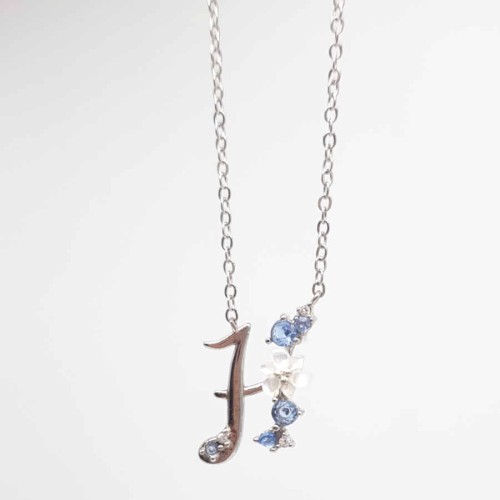 CNG Jewels - H Harfi Çiçekli Gümüş Bayan Kolye