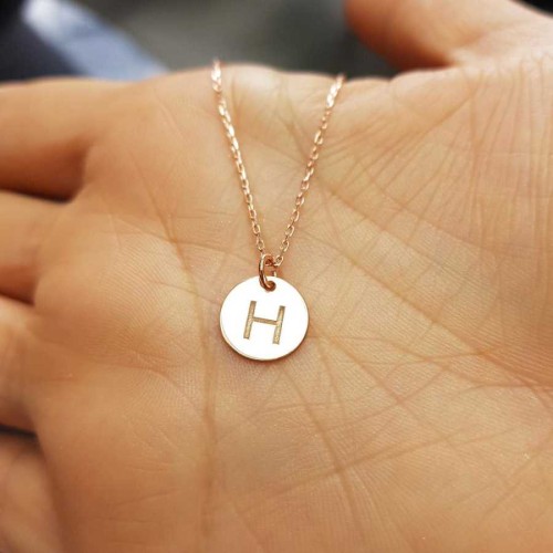 CNG Jewels - H Harfi Rose Minimal Plaka Gümüş Kadın Kolye
