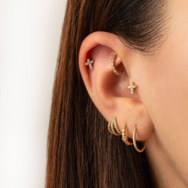 Cross Gold Helix Piercing - 2
