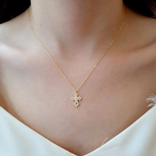 Cross Gold Silver Women's Necklace - CNG Jewels (1)