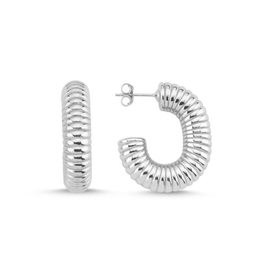 Halka Çizgili Kadın Gümüş Küpe - CNG Jewels