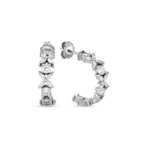 CNG Jewels - Halka Markiz Roza Gümüş Kadın Küpe