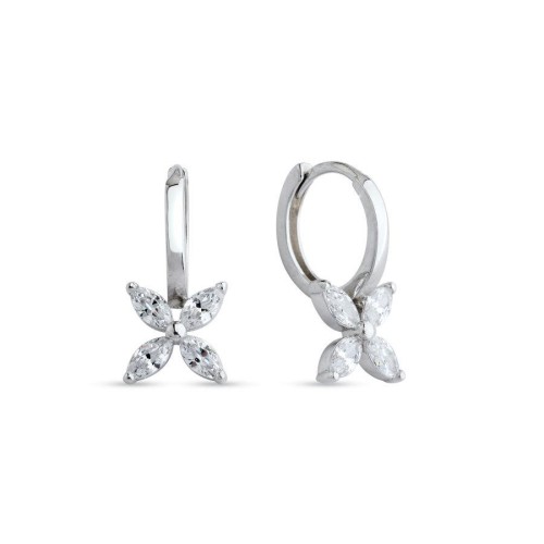 CNG Jewels - Halkalı Küçük Markiz Roza Gümüş Kadın Küpe
