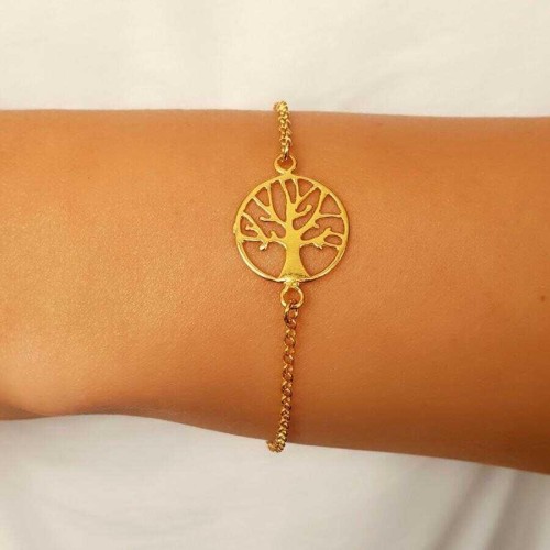 Hayat Ağacı Gold Kadın Gümüş Bileklik - CNG Jewels