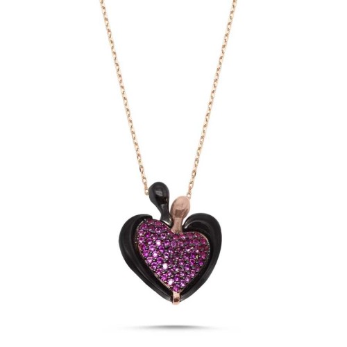 CNG Jewels - İç İçe Geçen Aşık Çift Kalpler Gümüş Bayan Kolye