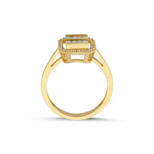 İki Sıra Baget Taşlı 14 Ayar Altın Yüzük - 3