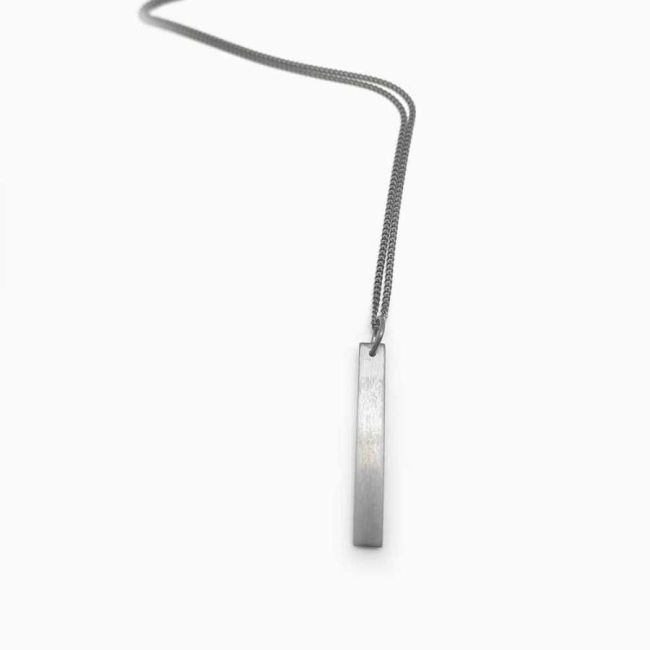 İkili İnce Plaka 925 Ayar Gümüş Erkek Kolye - 3