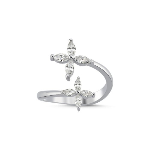 CNG Jewels - İkili Markiz Roza Kadın Gümüş Yüzük