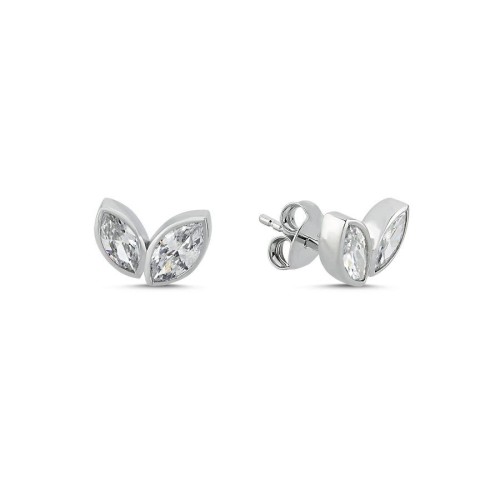 CNG Jewels - İkiz Markiz Minimal Kadın Gümüş Küpe