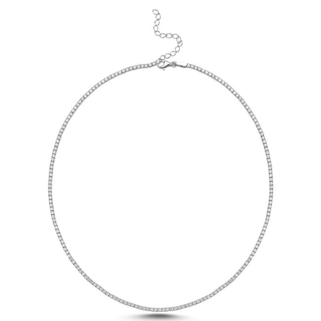 İnce 2mm Su Yolu Gümüş Kolye - 1