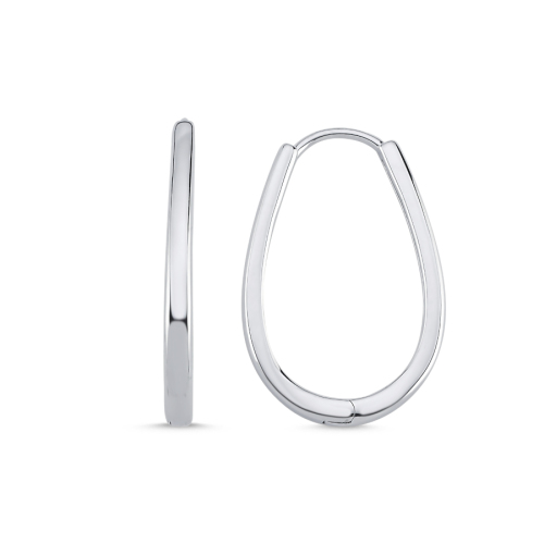 İnce Oval Gümüş Halka Küpe - CNG Jewels
