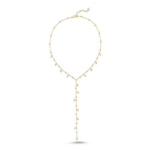 İnci Sallantılı Y Charm Gümüş Kolye - CNG Jewels