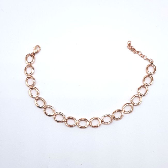 Rose Silver Anklet with Large Hoops - 1
