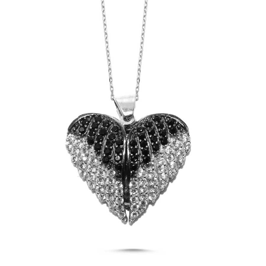 CNG Jewels - İsim Yazılan Melek Kanatlı Kalpli Gümüş Bayan Kolye