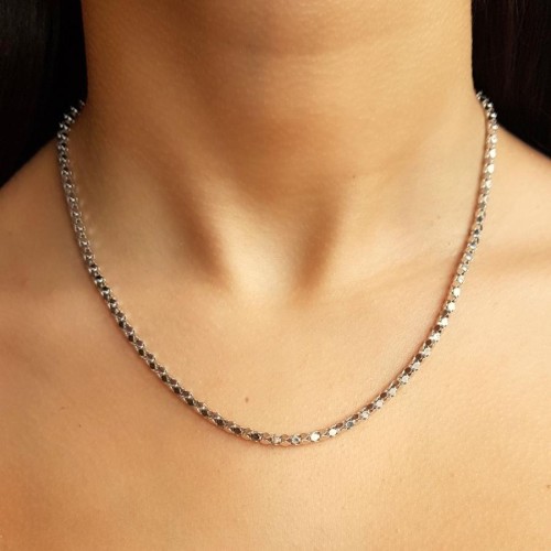 Italian Shiny Cage Silver Women's Chain - 1