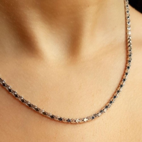 Italian Shiny Cage Silver Women's Chain - 2