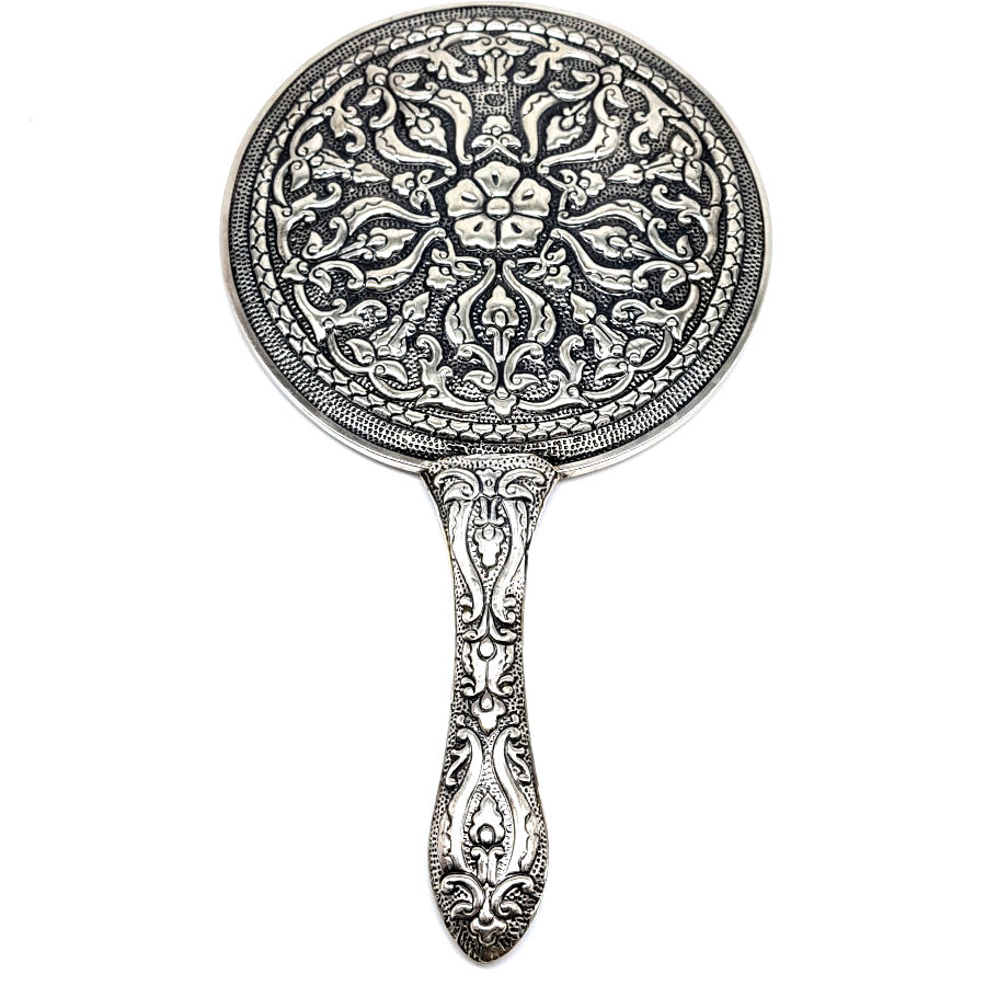 Extra Large Silver Hand Mirror with Ivy Pattern No. 5 - CNG Jewels (1)
