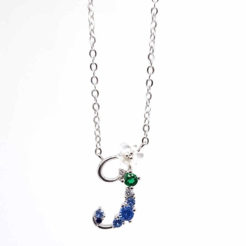Letter J Floral Women's Silver Necklace - CNG Jewels