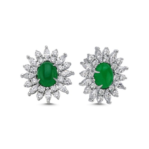 Jade Fiori Women's Silver Earrings - CNG Jewels