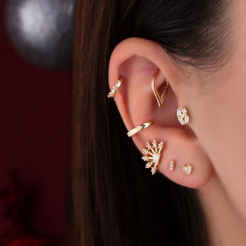 Kalp Altın Helix Piercing - 2