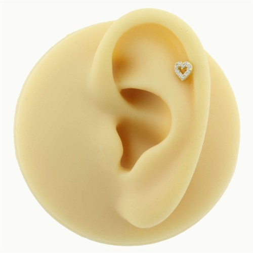 Kalp Altın Helix Piercing - Thumbnail