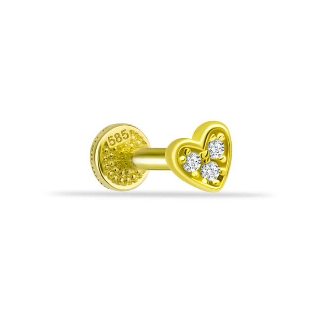 Kalp Altın Tragus Piercing - 1