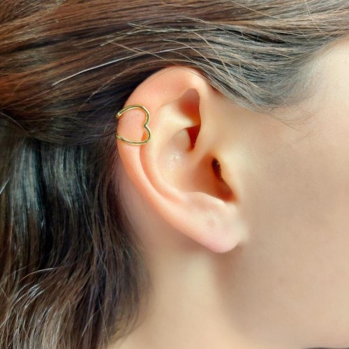 CNG Jewels - Kalp Gold Kıkırdak Cuff Gümüş Kadın Küpe