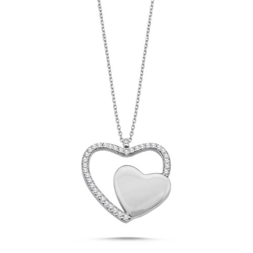 CNG Jewels - Kalp İçinde Kalp Gümüş Bayan Kolye