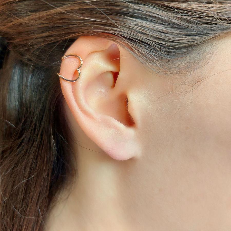 Heart Rose Cartilage Cuff Silver Women's Earrings - CNG Jewels