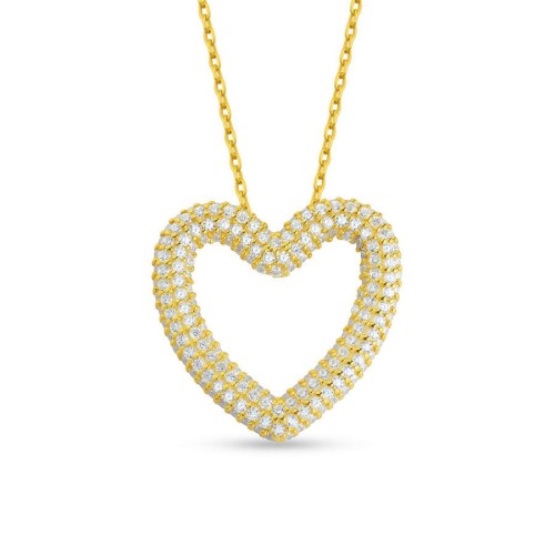 CNG Jewels - Kalp Sofia Gold Gümüş Kadın Kolye