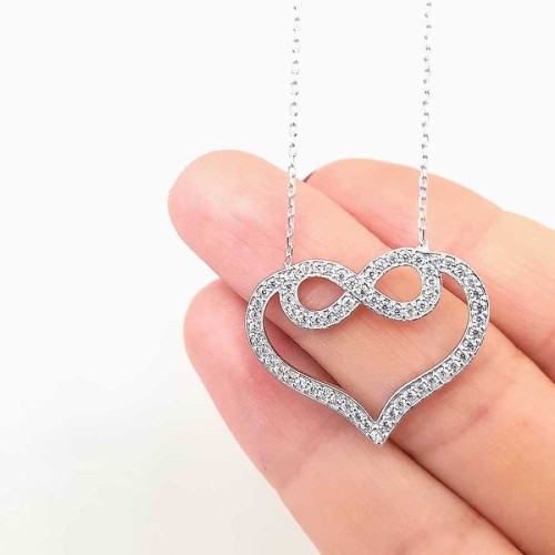 Kalp Sonsuzluk Gümüş Kadın Kolye - 2