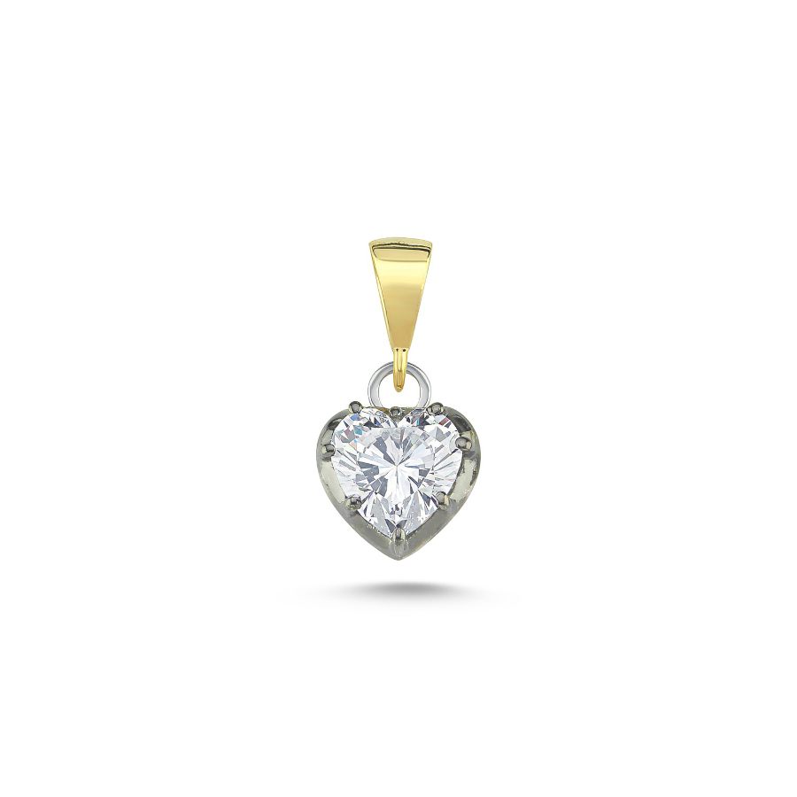 Kalp Taşlı Gümüş Kolye Ucu - CNG Jewels