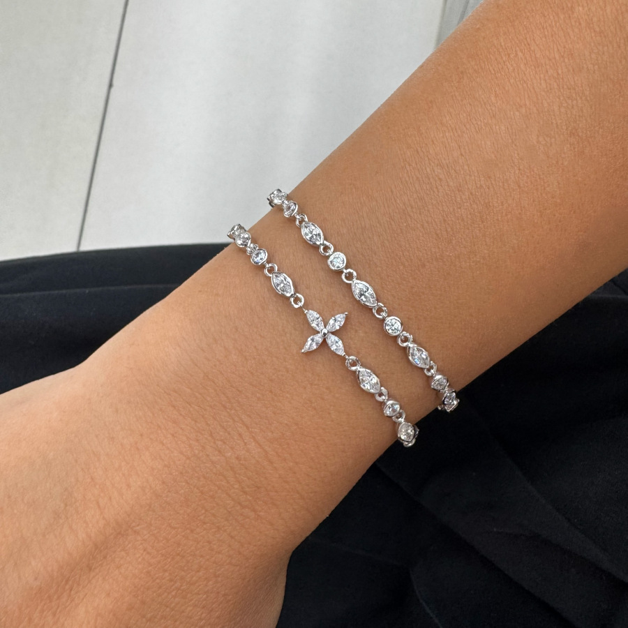 Kalp Taşlı Zincir Kadın Gümüş Bileklik - CNG Jewels (1)