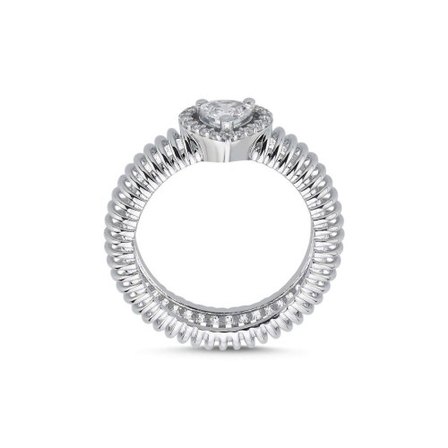 Heart Solitaire Accordion Women's Silver Ring - CNG Jewels (1)