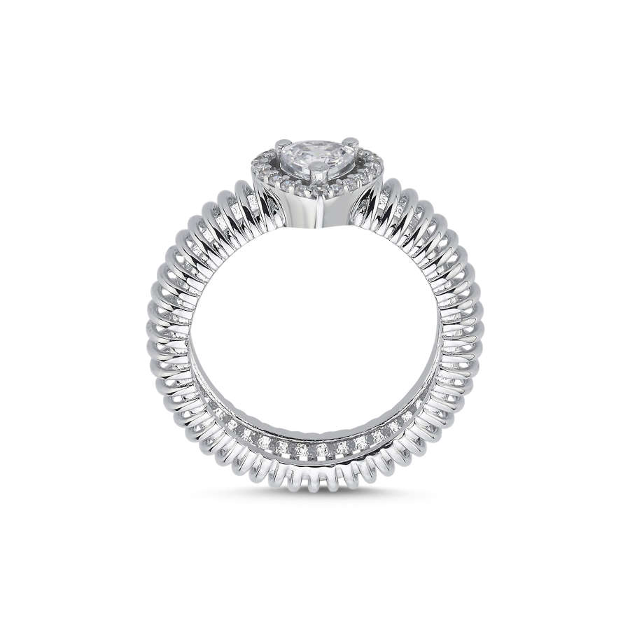 Kalp Tektaş Akordiyon Kadın Gümüş Yüzük - CNG Jewels (1)