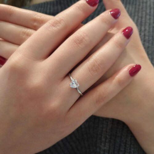 1 Karat Kalp Tektaş Gümüş Yüzük - CNG Jewels (1)