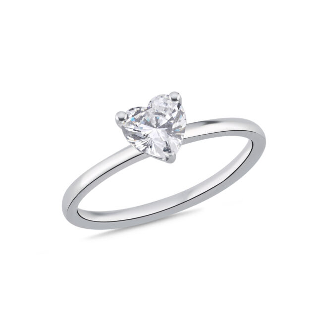 1 Karat Kalp Tektaş Gümüş Yüzük - 1